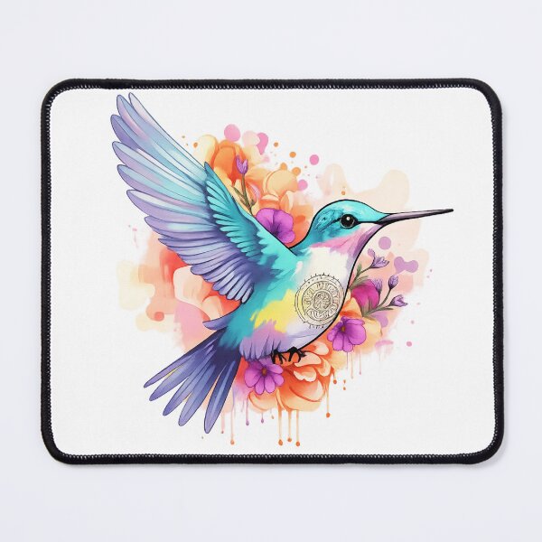 Item preview, Hummingbird Among Vibrant Watercolor Flowers designed and sold by Andromedaseeds.