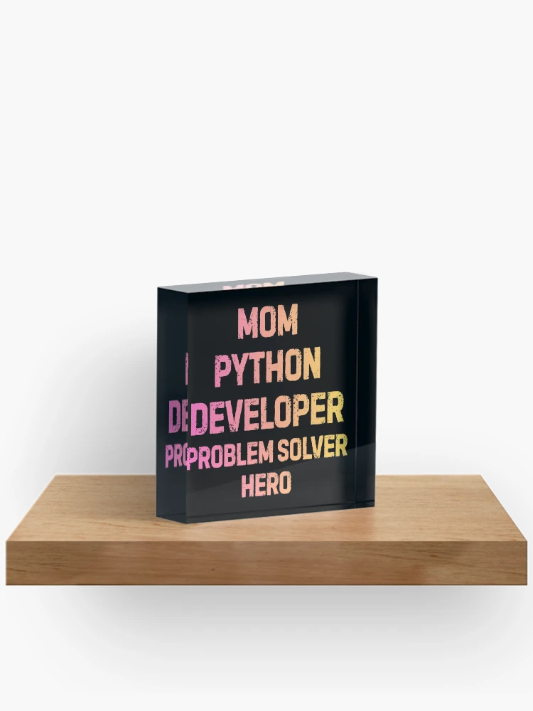 Thumbnail 2 of 5, Acrylic Block, Mom Python Developer Problem Solver Hero Coding Gift designed and sold by Yuli Club.