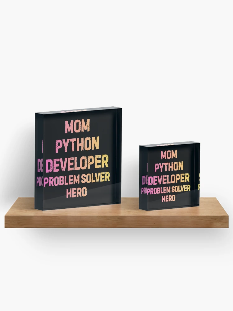 Thumbnail 3 of 5, Acrylic Block, Mom Python Developer Problem Solver Hero Coding Gift designed and sold by Yuli Club.