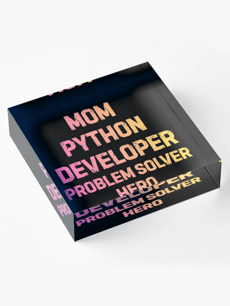 Thumbnail 4 of 5, Acrylic Block, Mom Python Developer Problem Solver Hero Coding Gift designed and sold by Yuli Club.