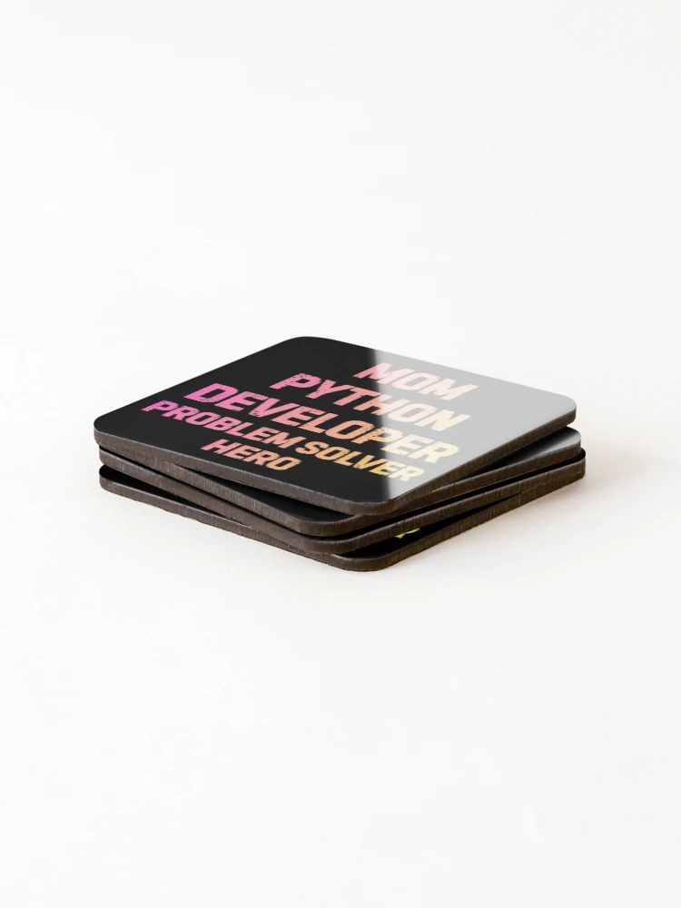 Thumbnail 4 of 5, Coasters (Set of 4), Mom Python Developer Problem Solver Hero Coding Gift designed and sold by Yuli Club.