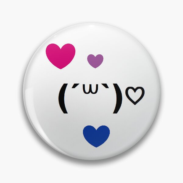 Item preview, subtle bisexual kaomoji pin designed and sold by verysaneperson.