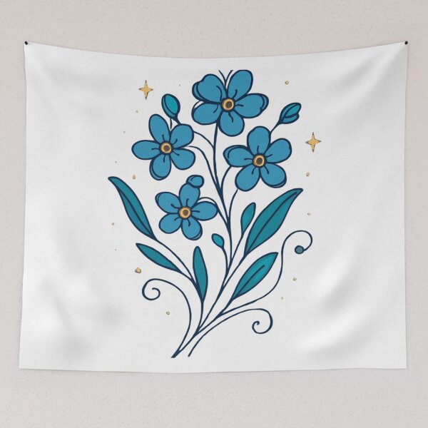 Item preview, Blue forget-me-not watercolor painting designed and sold by uunaa.