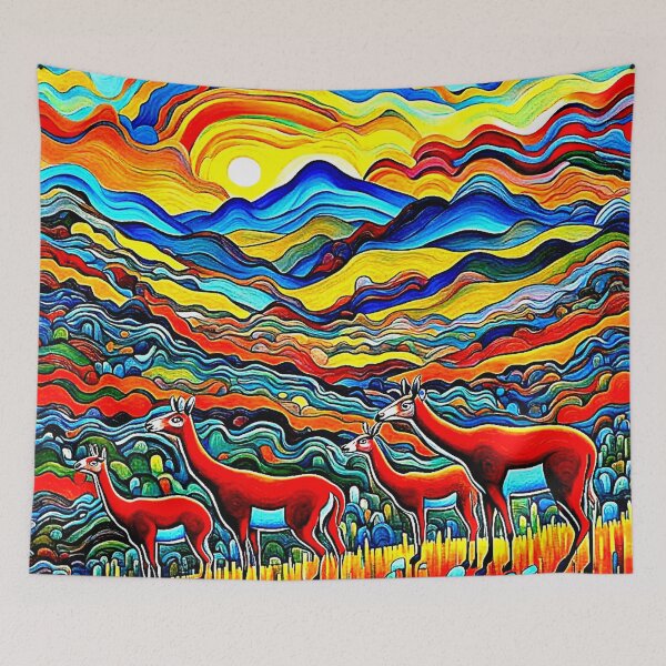 Item preview, Guanacos at sunset designed and sold by George Hutton Hunter.