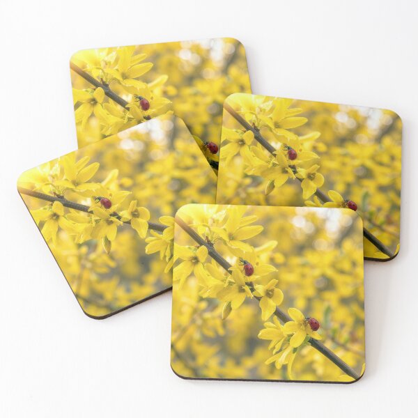 Item preview, Ladybugs on Springtime Forsythia Branch designed and sold by Maria Dryfhout.