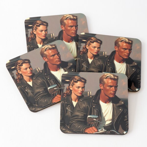 Item preview, AI-Generated Retro Motorcycle Couple — Cinematic Vintage Biker Art designed and sold by AllTidePixel23.