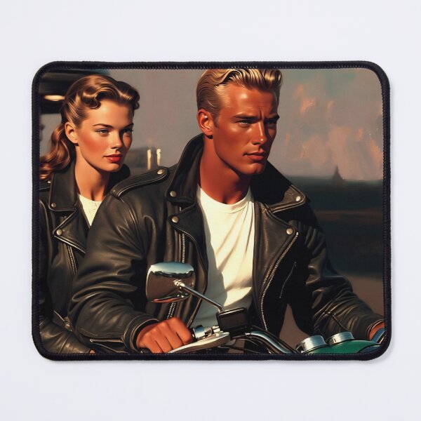 Item preview, AI-Generated Retro Motorcycle Couple — Cinematic Vintage Biker Art designed and sold by AllTidePixel23.