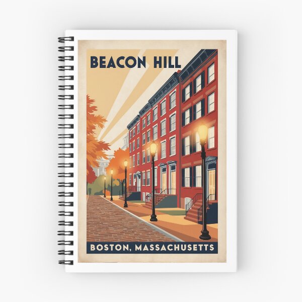 Item preview, Beacon Hill Boston Vintage Poster Print Sticker Notebook designed and sold by bobparduephoto.