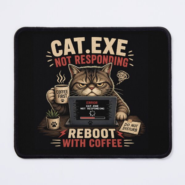 Item preview, Cat.exe Not Responding Funny Coffee Cat Meme Design designed and sold by TrendPrintsforyou.