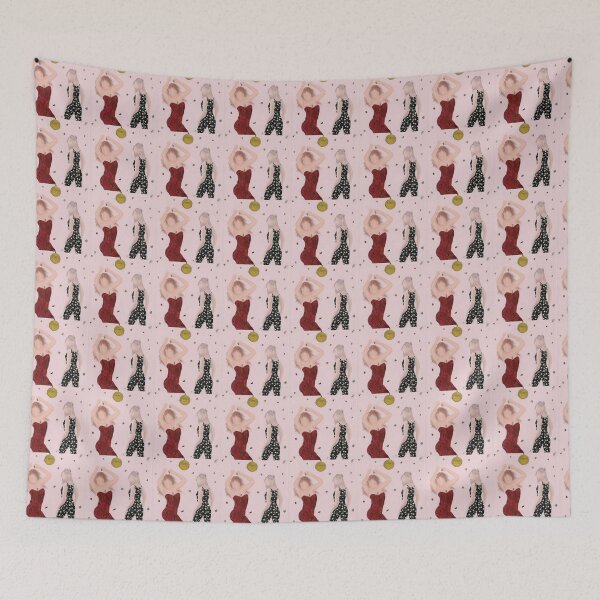 Item preview, dancing women confetti disco ball pink designed and sold by ShePaintsMusic.
