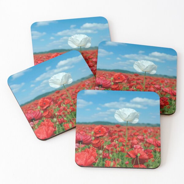 Item preview, Tall White Poppy In a Field of Red Poppies designed and sold by Maria Dryfhout.
