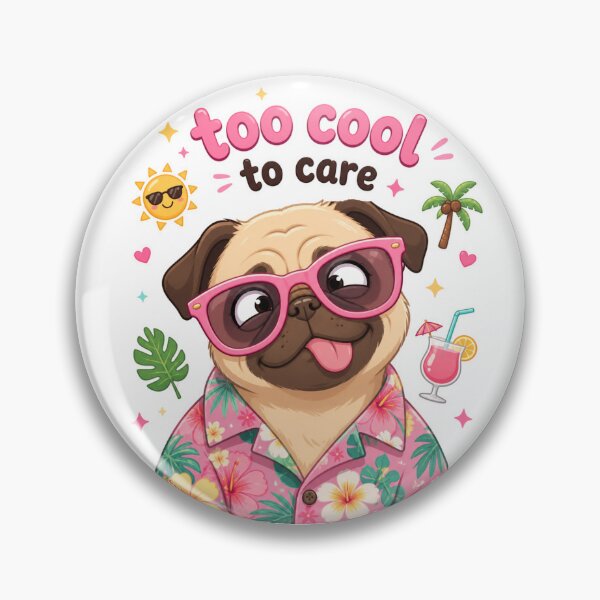 Item preview, Funny Pug in Pink Sunglasses – Too Cool To Care Kawaii Dog Summer Meme designed and sold by MarekoraStudio.