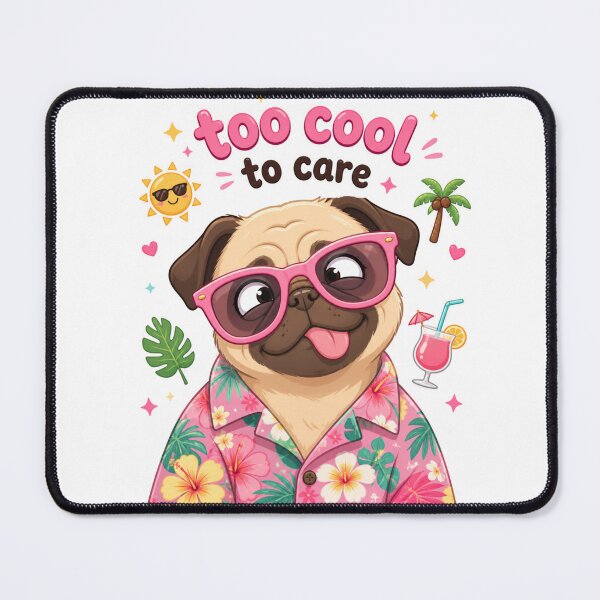 Item preview, Funny Pug in Pink Sunglasses – Too Cool To Care Kawaii Dog Summer Meme designed and sold by MarekoraStudio.