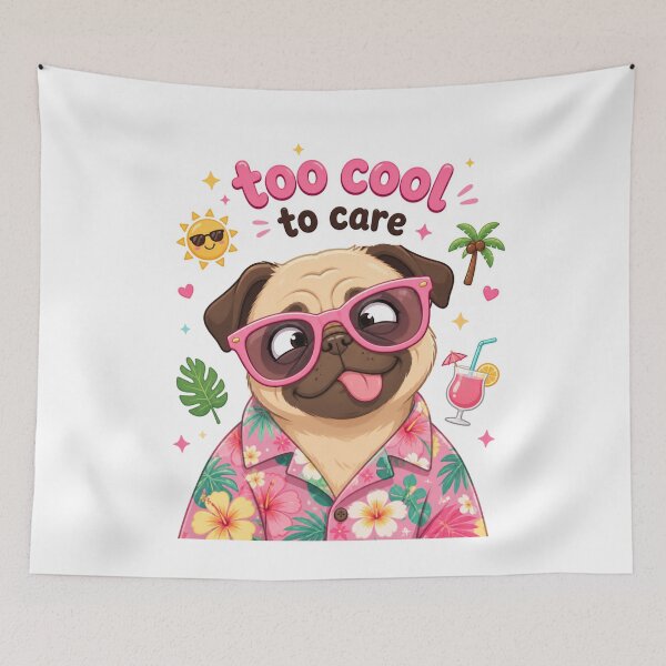 Item preview, Funny Pug in Pink Sunglasses – Too Cool To Care Kawaii Dog Summer Meme designed and sold by MarekoraStudio.