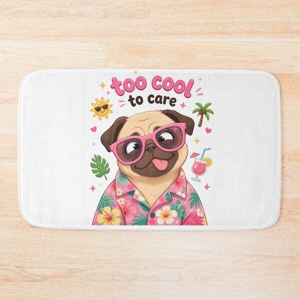 Item preview, Funny Pug in Pink Sunglasses – Too Cool To Care Kawaii Dog Summer Meme designed and sold by MarekoraStudio.