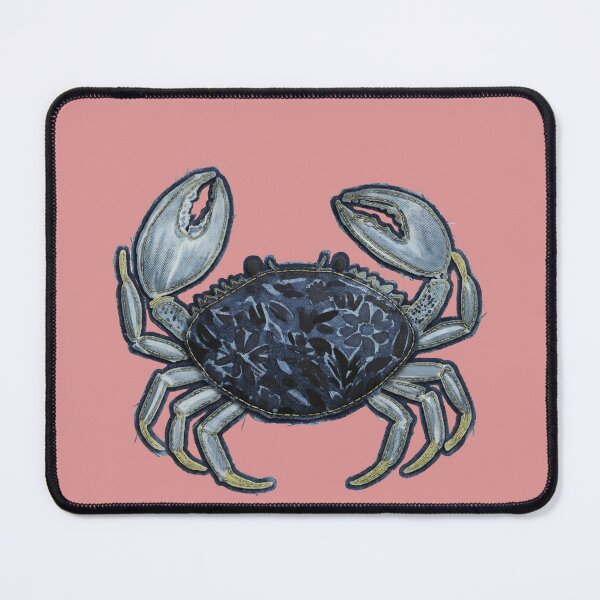 Item preview, Vintage Denim Blue Crab Applique Textile Art designed and sold by FOFANOS28.