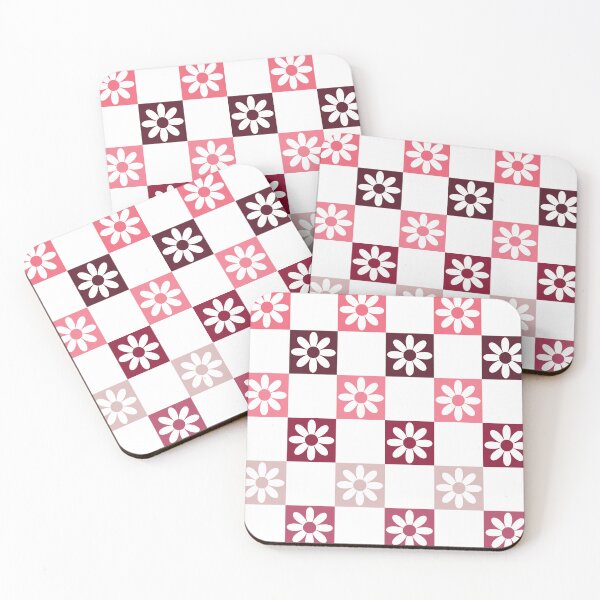 Item preview, Checkerboard Daisy Pattern – Retro Preppy Pink Red designed and sold by Colorblizz.