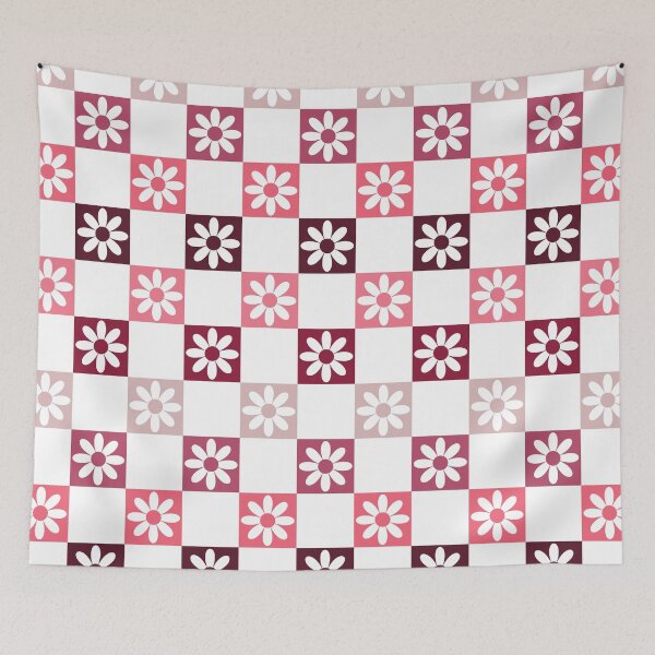 Item preview, Checkerboard Daisy Pattern – Retro Preppy Pink Red designed and sold by Colorblizz.