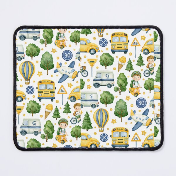 Item preview, Yellow Construction Trucks and Pine Trees Seamless Pattern designed and sold by Piotrek0001.