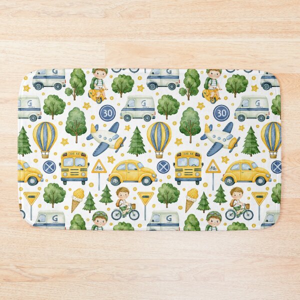 Item preview, Yellow Construction Trucks and Pine Trees Seamless Pattern designed and sold by Piotrek0001.