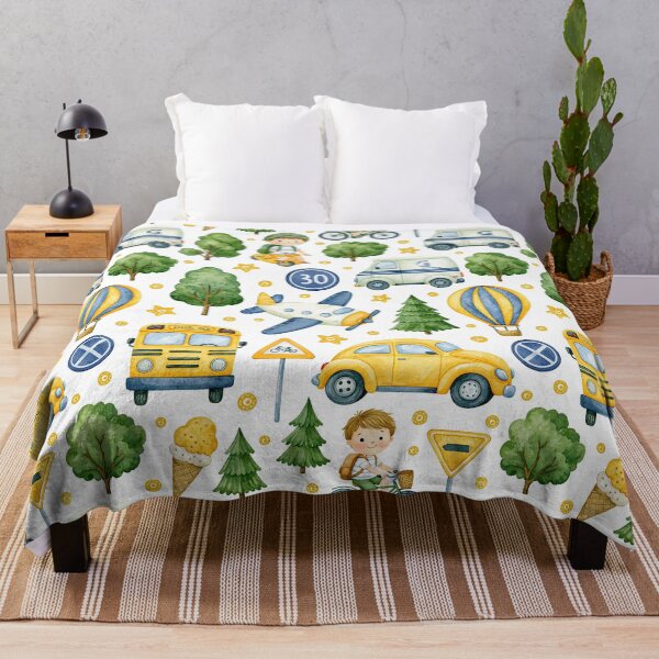 Item preview, Yellow Construction Trucks and Pine Trees Seamless Pattern designed and sold by Piotrek0001.