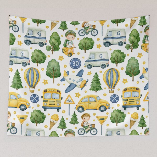 Item preview, Yellow Construction Trucks and Pine Trees Seamless Pattern designed and sold by Piotrek0001.