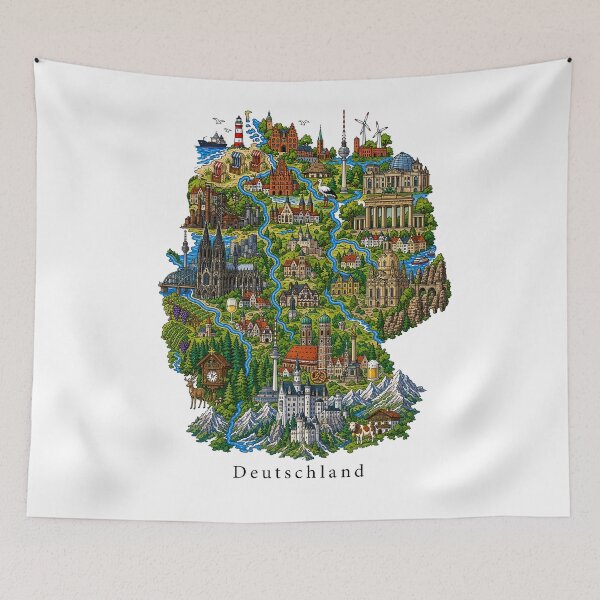 Item preview, Germany Illustration with Landmarks and Landscape designed and sold by the-grey-one.