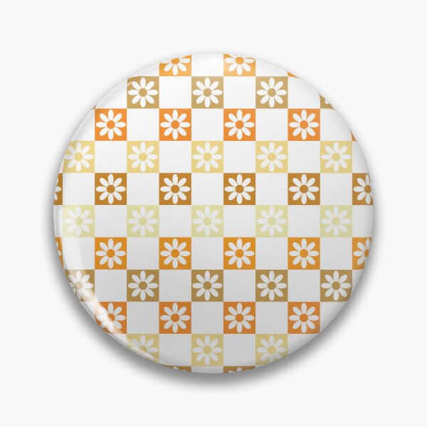 Item preview, Checkerboard Daisy Pattern – Retro Preppy Orange Yellow designed and sold by Colorblizz.