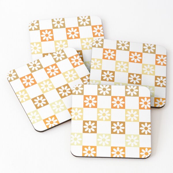 Item preview, Checkerboard Daisy Pattern – Retro Preppy Orange Yellow designed and sold by Colorblizz.