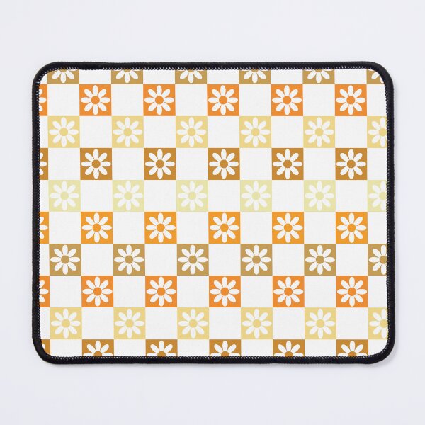 Item preview, Checkerboard Daisy Pattern – Retro Preppy Orange Yellow designed and sold by Colorblizz.