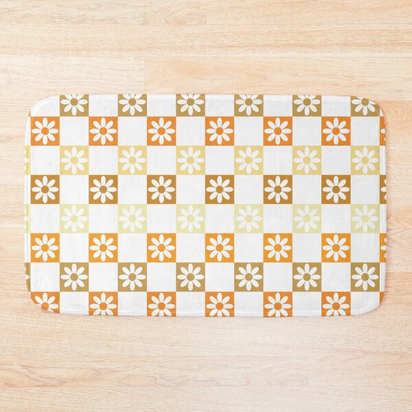 Item preview, Checkerboard Daisy Pattern – Retro Preppy Orange Yellow designed and sold by Colorblizz.