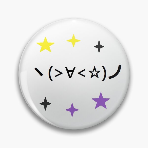 Item preview, subtle kaomoji nonbinary pin designed and sold by verysaneperson.