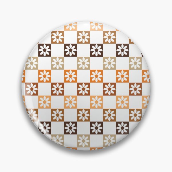 Item preview, Checkerboard Daisy Pattern – Retro Preppy Brown Orange designed and sold by Colorblizz.