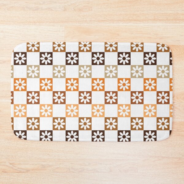 Item preview, Checkerboard Daisy Pattern – Retro Preppy Brown Orange designed and sold by Colorblizz.