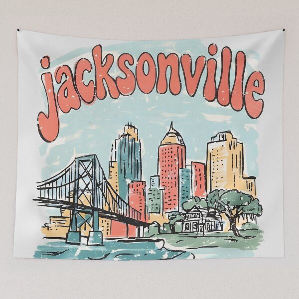Item preview, Jacksonville Florida Cute Skyline Pastel Cityscape Colorful  designed and sold by HowToCanadian.