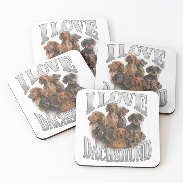 Item preview, I Love Dachshunds Cute Wiener Dog Portrait Collage designed and sold by HolySausage.