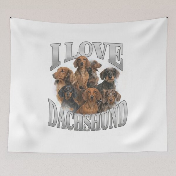 Item preview, I Love Dachshunds Cute Wiener Dog Portrait Collage designed and sold by HolySausage.