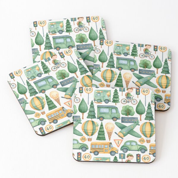 Item preview, Watercolor Excavator and Dump Truck Kids Pattern designed and sold by Piotrek0001.