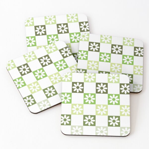 Item preview, Checkerboard Daisy Pattern – Retro Preppy Green designed and sold by Colorblizz.