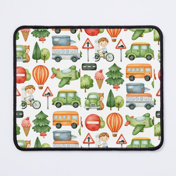 Item preview, Cute Cartoon Diggers and Green Trees Seamless Pattern designed and sold by Piotrek0001.