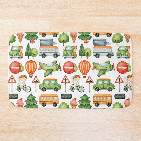 Item preview, Cute Cartoon Diggers and Green Trees Seamless Pattern designed and sold by Piotrek0001.