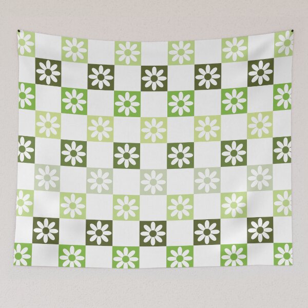 Item preview, Checkerboard Daisy Pattern – Retro Preppy Green designed and sold by Colorblizz.