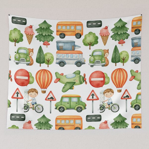 Item preview, Cute Cartoon Diggers and Green Trees Seamless Pattern designed and sold by Piotrek0001.
