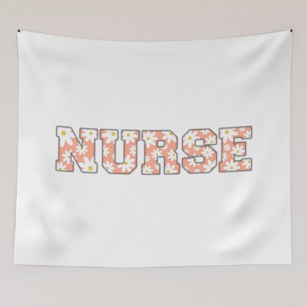 Item preview, NURSE | Coral Orange Daisy Aesthetic Design Varsity Letters Embroider designed and sold by Nesstitches.