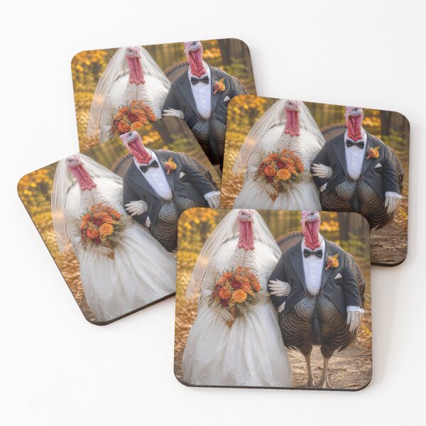 Item preview, Wild Turkeys Wearing Wedding Attire in Autumn Woods  designed and sold by Maria Dryfhout.