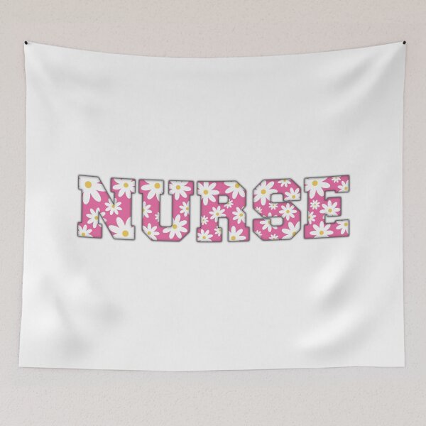 Item preview, NURSE | Pink Daisy Aesthetic Design Varsity Letters Embroider designed and sold by Nesstitches.