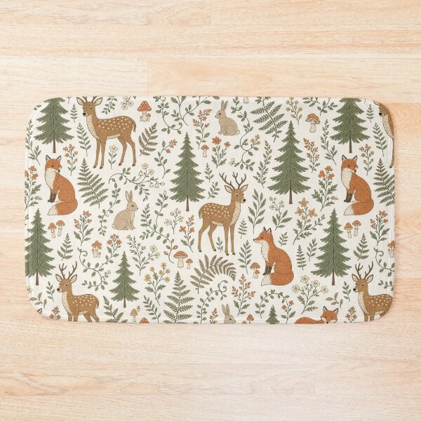 Item preview, Whimsical Woodland Pattern – Deer, Foxes, Rabbits & Mushrooms Forest Repeat Design designed and sold by Wildflower Mama Designs.