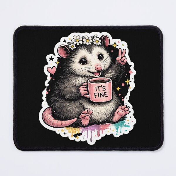 Item preview, Cute Opossum “It’s Fine” Design designed and sold by SoftChaosSupply.