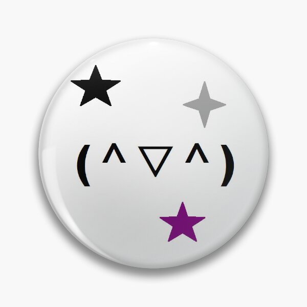 Item preview, subtle asexual kaomoji pin designed and sold by verysaneperson.