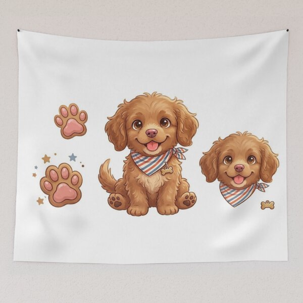 Item preview, Cute Goldendoodle Puppy Sticker Happy Cartoon Dog designed and sold by ExploreAura Studio.